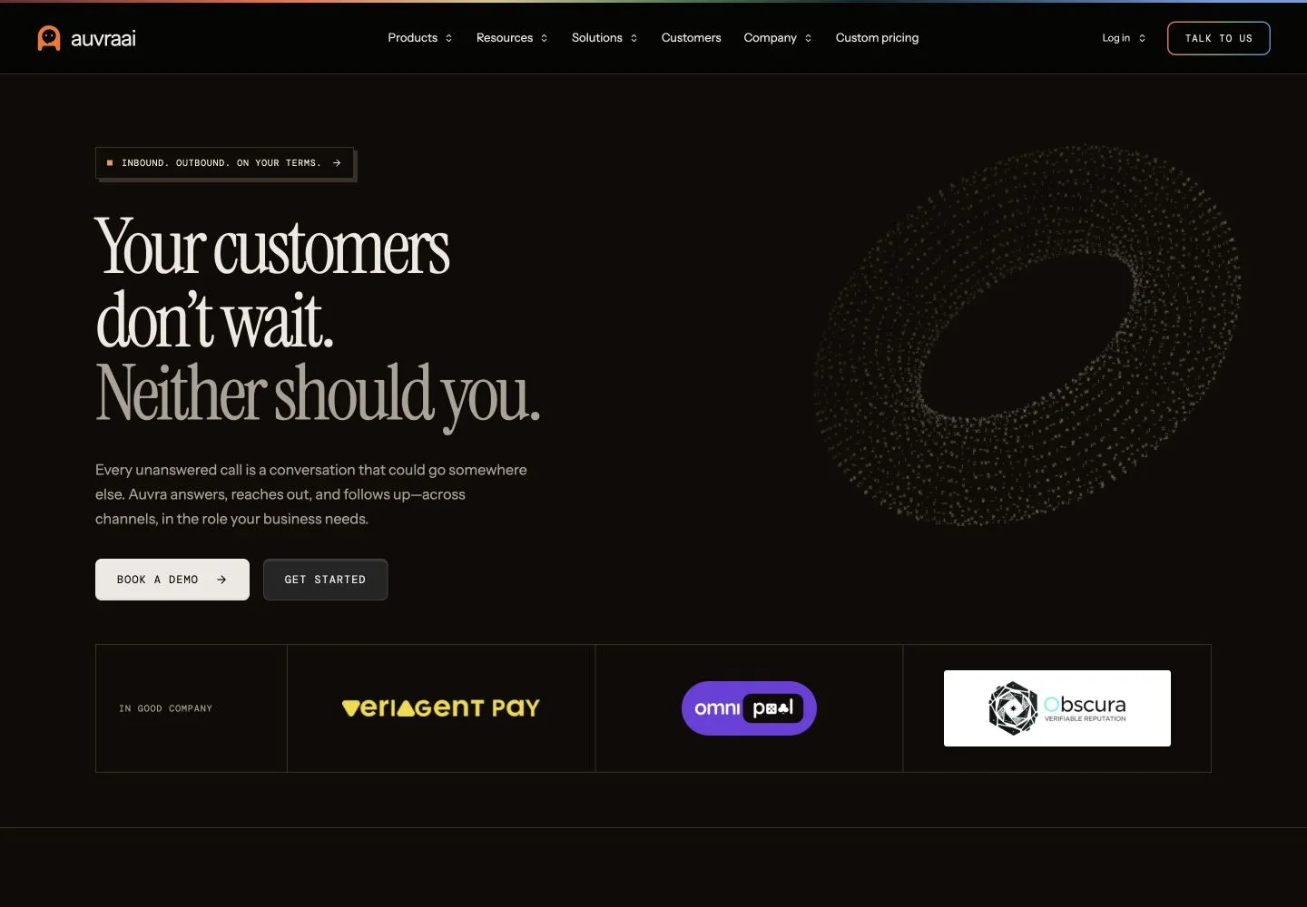 AuvraAI public website homepage.